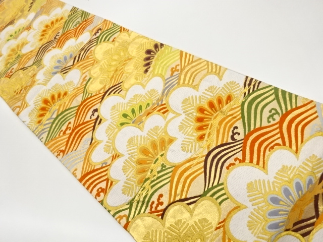 JAPANESE KIMONO / MATSUBIRA-HISHI / ROUGH WAVES PATTERN WOVEN- FUKURO 